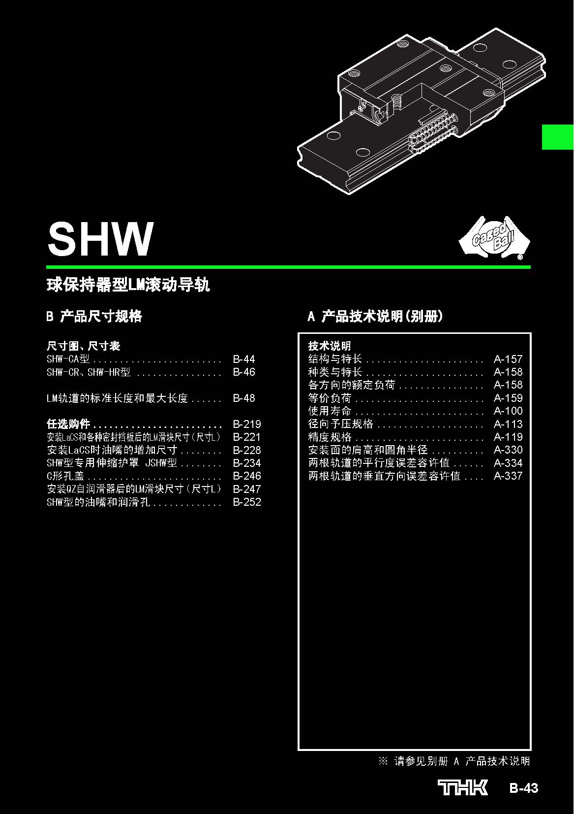 thk直线导轨滑块shw参数